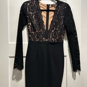 Lulu's Black Lace Long Sleeve Dress